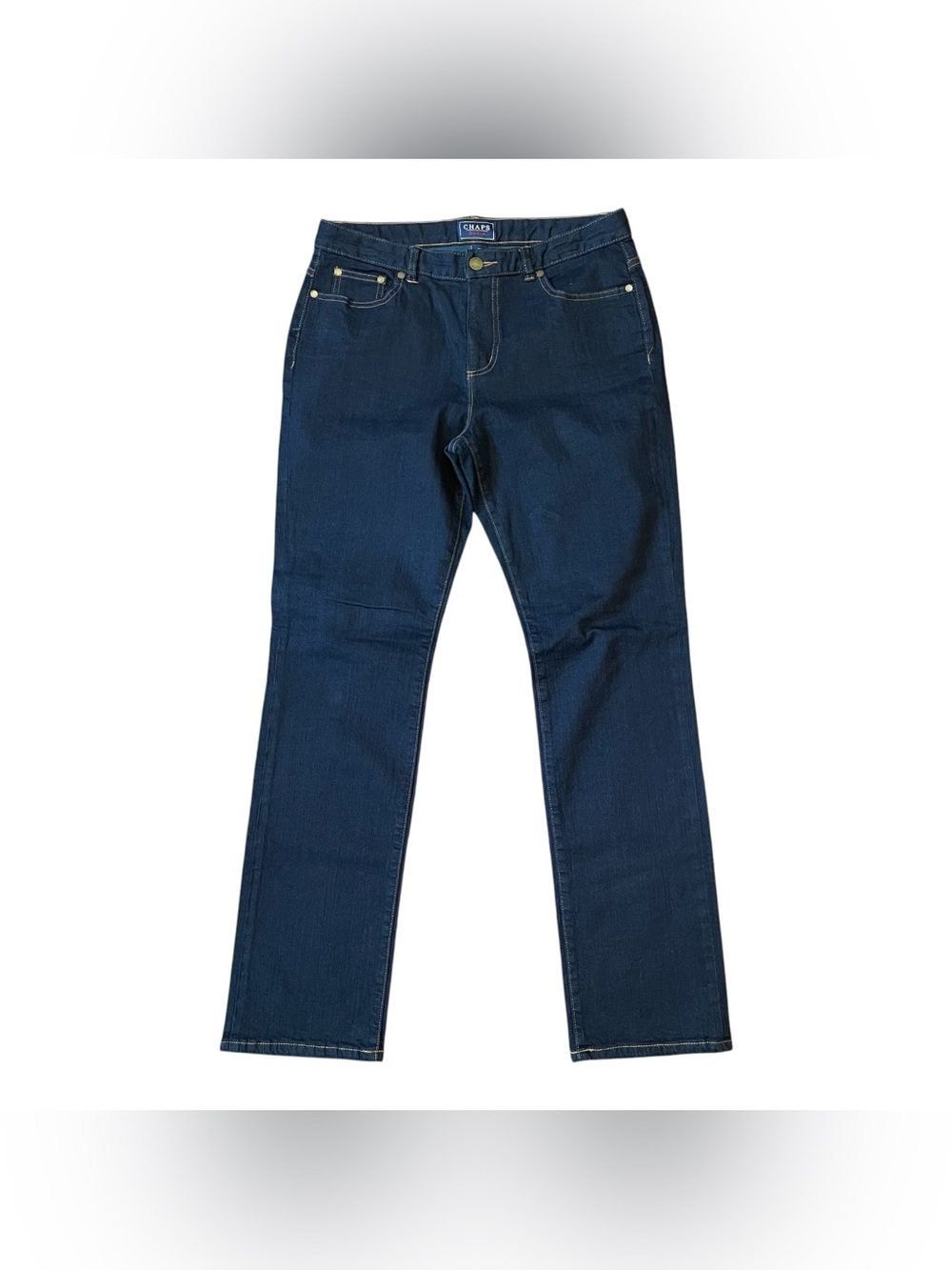 Chaps Denim Jeans Womens 12 Slimming Fit Straight Leg Dark Blue Mid-Rise